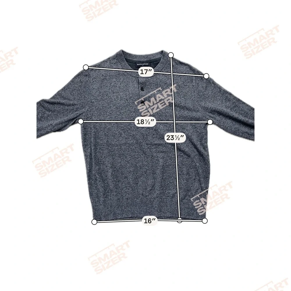 Banana Republic Mens Gray Cotton Blend Henley Sweater Medium Long Sleeve Knit
